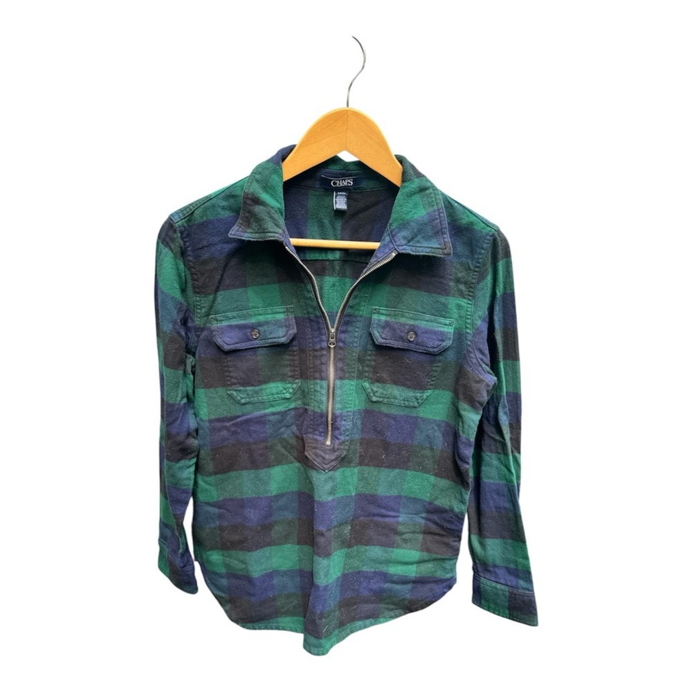 Chaps Green and Blue Plaid Women’s zip up flannel
